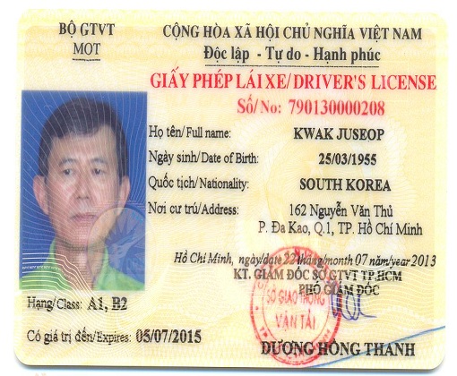 Experiences in changing Vietnam driver's license for foreigners