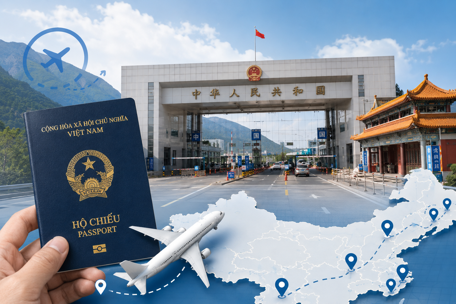 Danh sách cửa khẩu Trung Quốc miễn visa quá cảnh và phạm vi lưu trú cho khách Việt